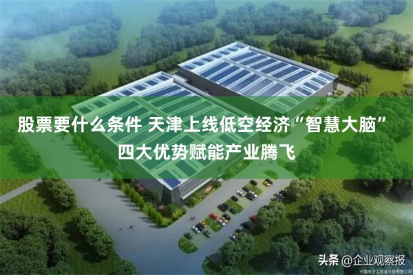 股票要什么条件 天津上线低空经济“智慧大脑” 四大优势赋能产业腾飞